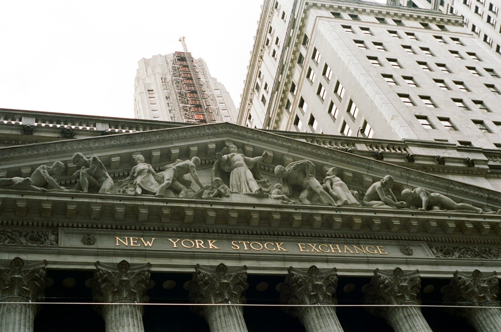 The New York Stock Exchange facade with its classical sculptures