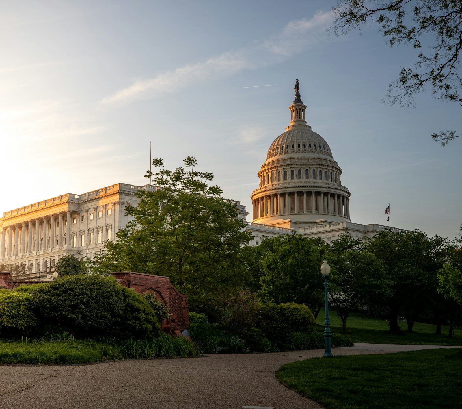 Sunrise behind the United States Capitol in Washington