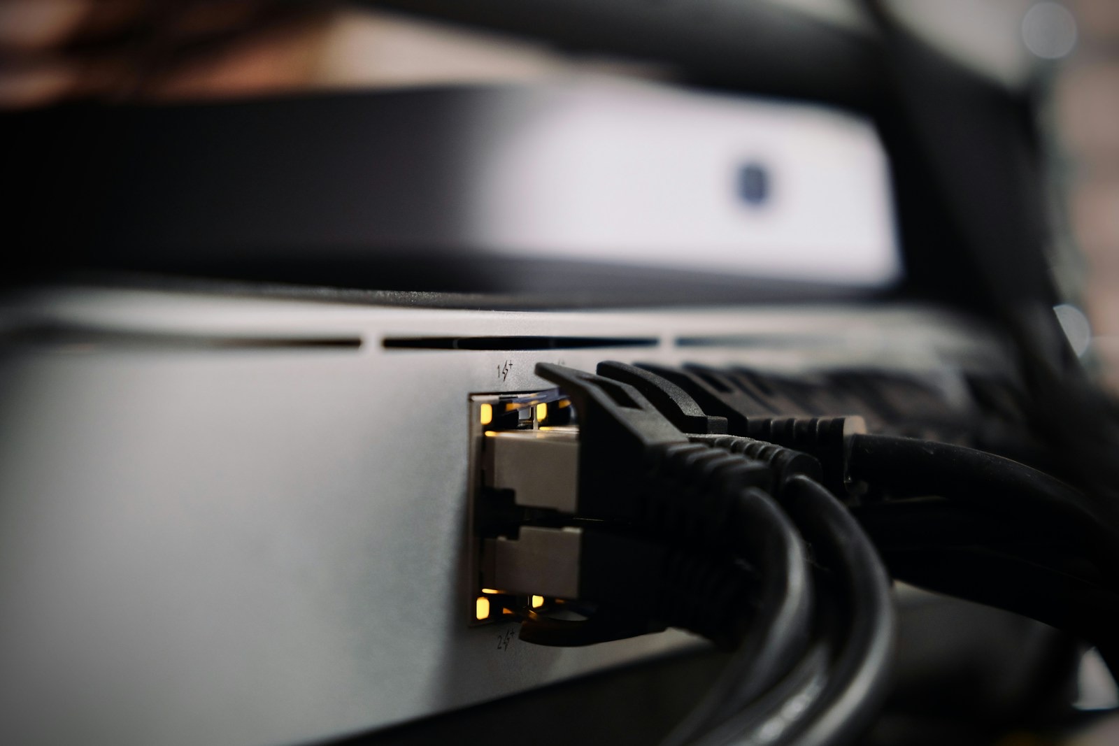 Network switch ports and patch cables.