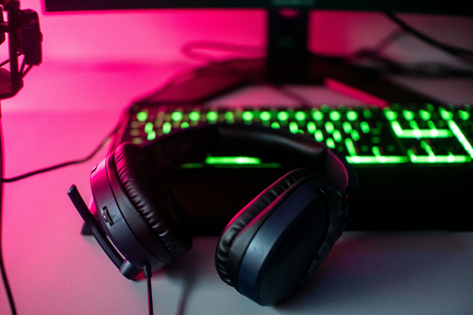 Headset In Front Of A Keyboard