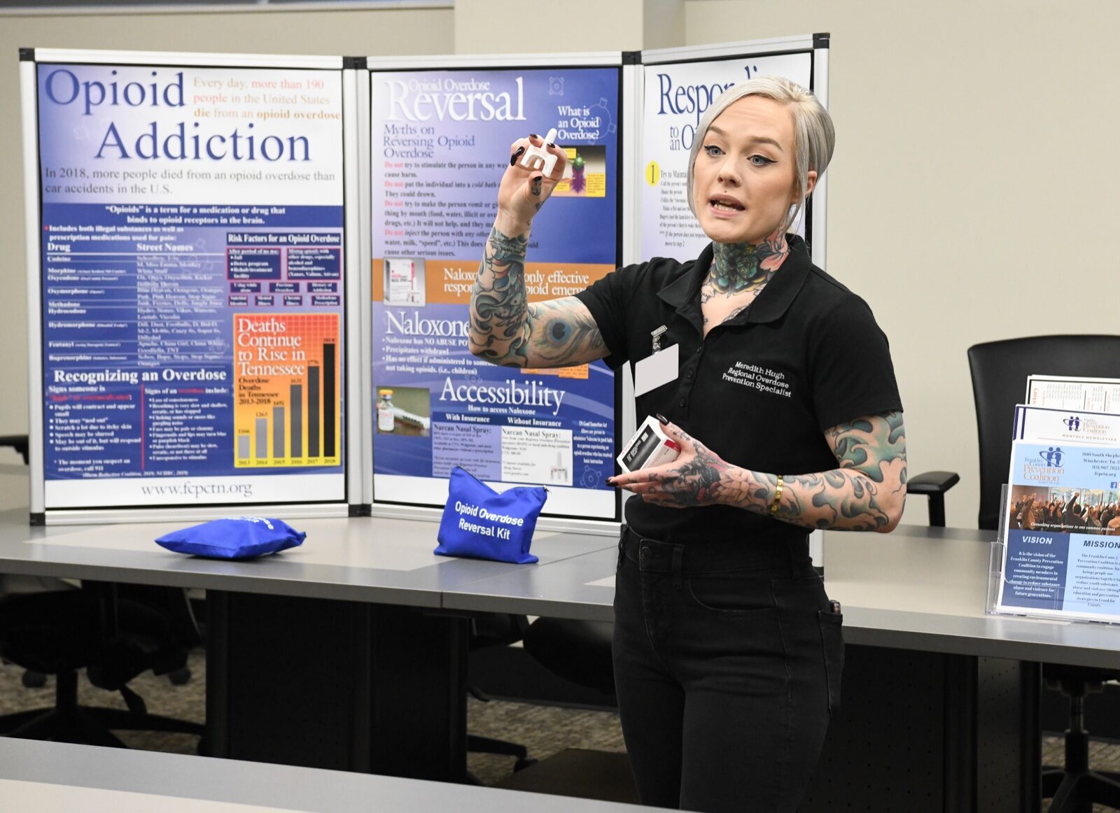 A drug take-back collection at a military medical aid station.