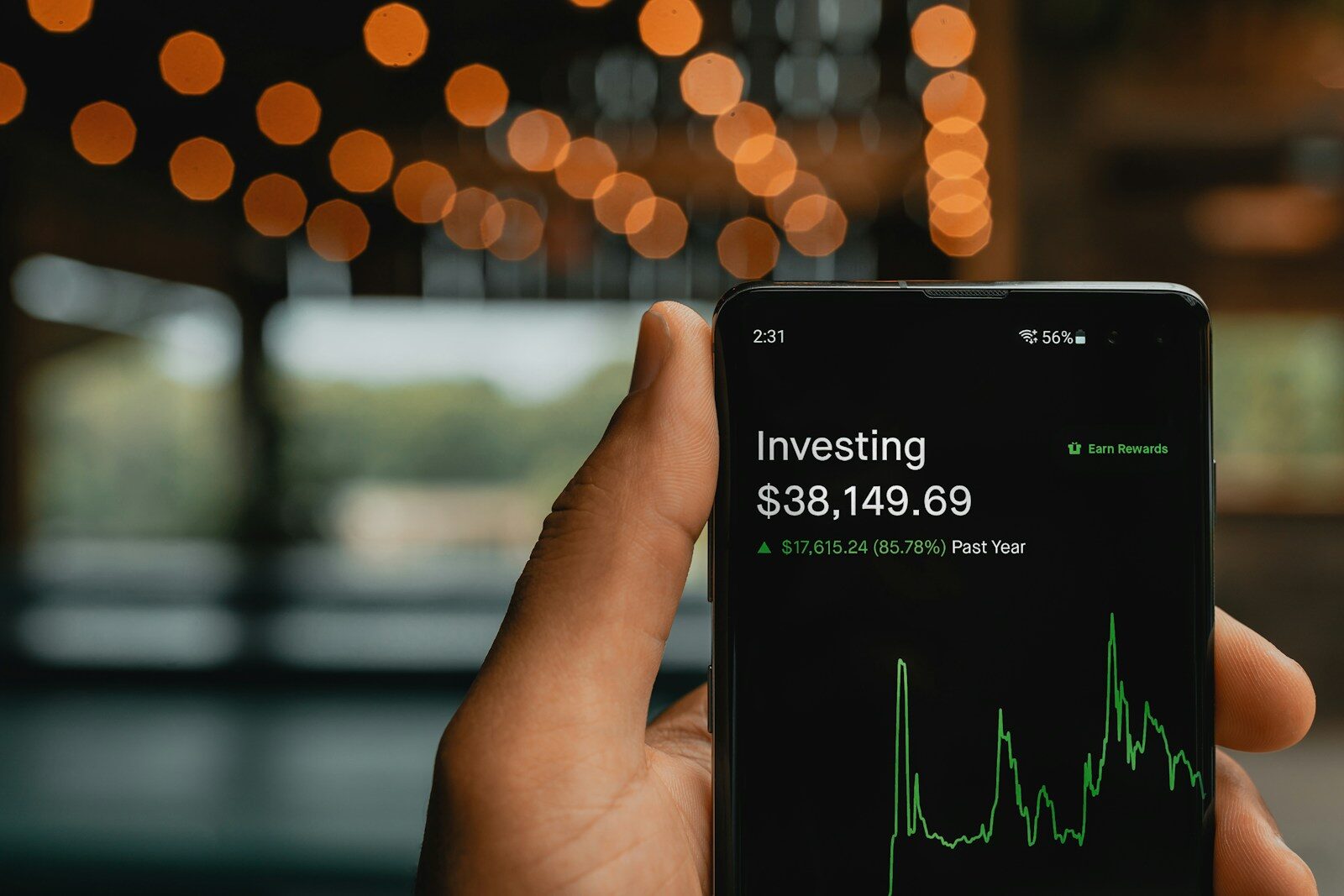 The Robinhood commission-free trading app on a phone