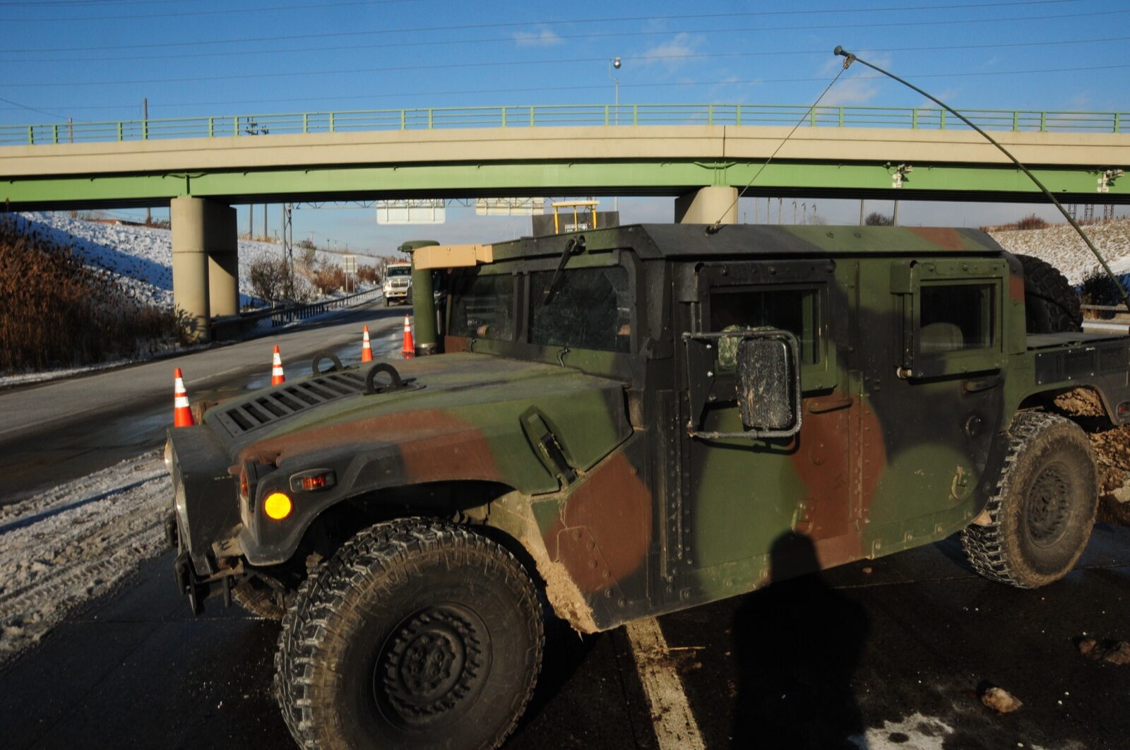 National Guard troops clearing snow after a blizzard.